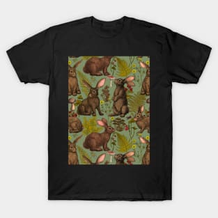 Rabbits and woodland flora T-Shirt